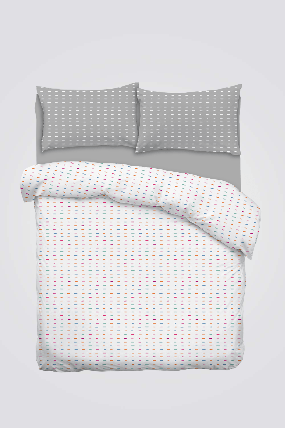 Private Collection - סט מצעים זוגי 160/200 ס"מ כותנה גוון לבן ואפור דגם LONY - MASHBIR//365