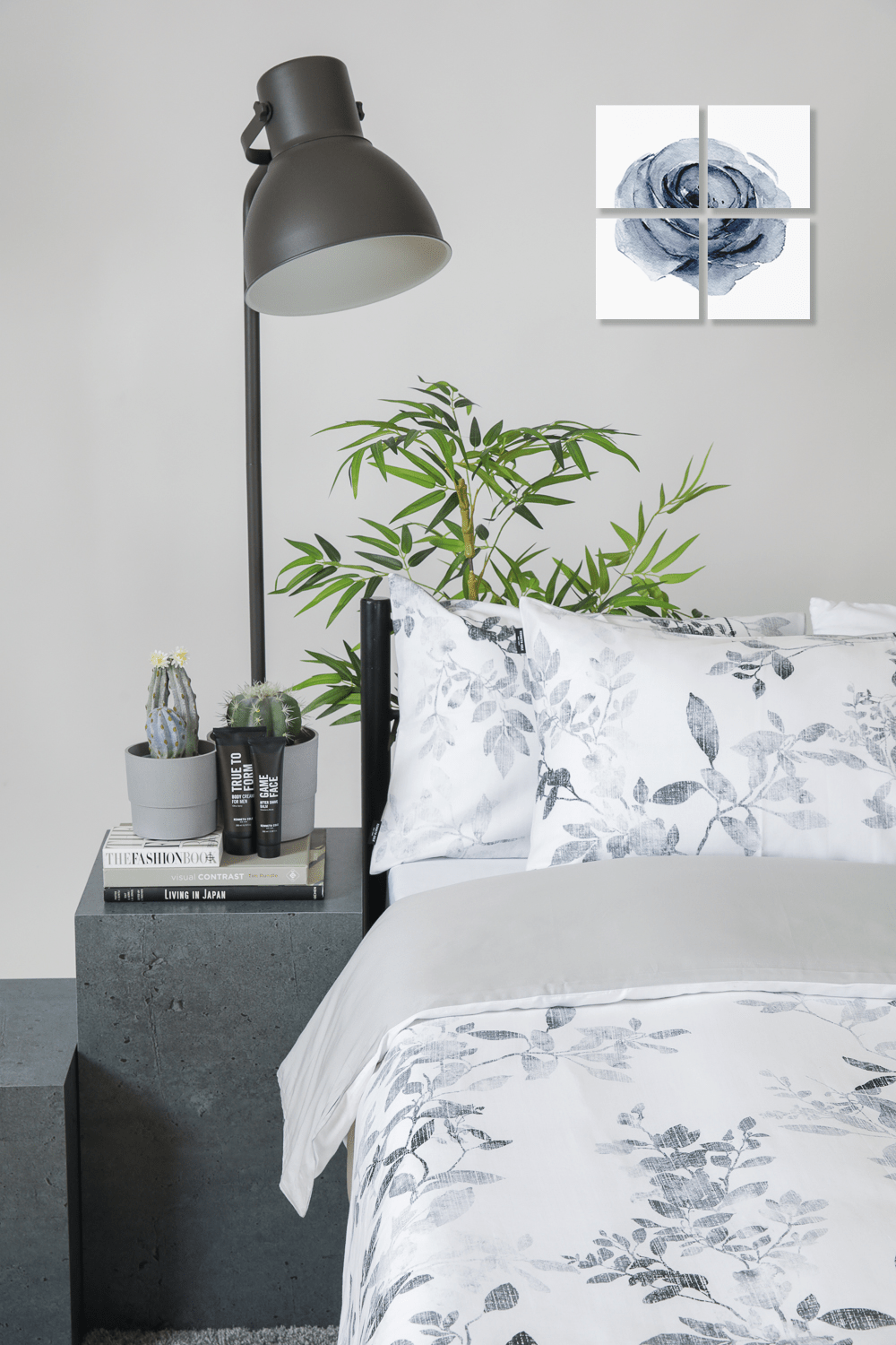 KENNETH COLE - סט מצעים זוגי 160/200 ס"מ כותנה סאטן דגם B&W Leaves - MASHBIR//365