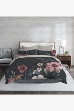 KENNETH COLE - סט מצעים זוגי קינג סייז 200/200 כותנה סאטן דגם FLORA בצבע אפור כהה - MASHBIR//365