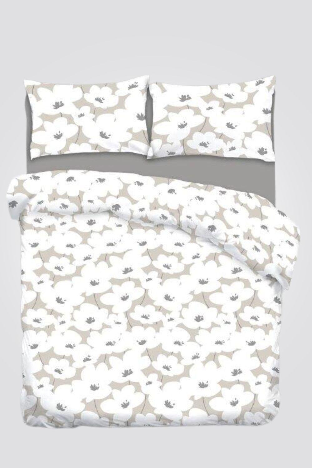 Private Collection - סט מצעים זוגי רחב 180/200 ס"מ כותנה דגם יעל גוון אפור ובז - MASHBIR//365