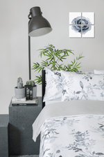 KENNETH COLE - סט מצעים זוגי רחב 180/200 ס"מ כותנה סאטן דגם B&W Leaves - MASHBIR//365