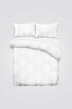 HOMESTYLE - סט מצעים זוגי רחב 180/200 כותנה סטאן דגם קלאודיה גוון לבן - MASHBIR//365