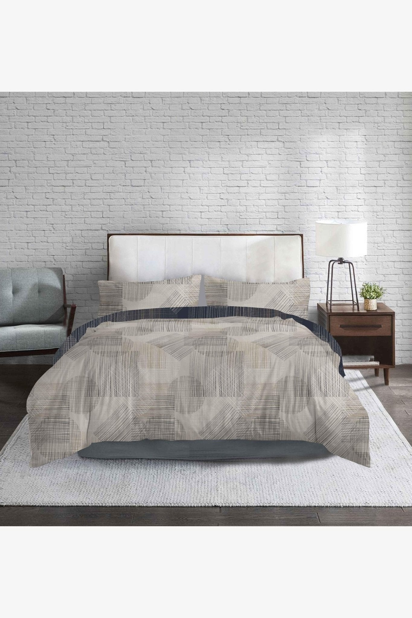 KENNETH COLE - סט מצעים זוגי רחב 180/200 כותנה סאטן דגם LONDON בצבע אפור - MASHBIR//365