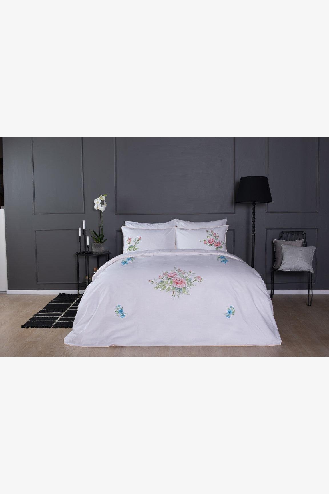 HOMESTYLE - סט מצעים זוגית רחבה 180/200 כותנה סאטן דגם UNIQUR גוון לבן - MASHBIR//365