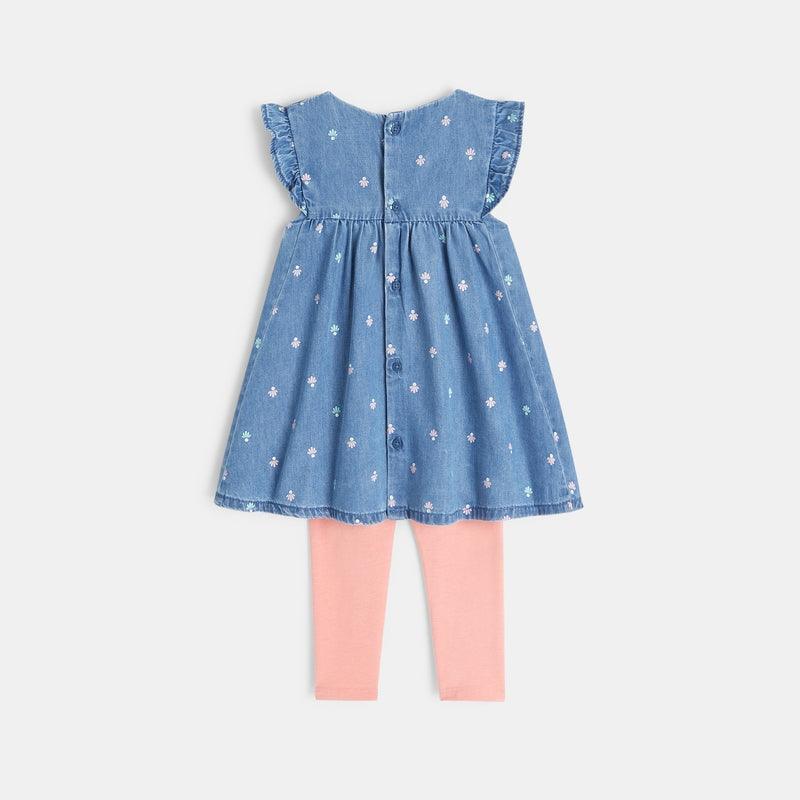 OBAIBI - סט שמלת ג'ינס וטייץ ורוד לתינוקות - MASHBIR//365