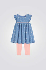 OBAIBI - סט שמלת ג'ינס וטייץ ורוד לתינוקות - MASHBIR//365