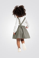 OBAIBI - סט שמלת תינוקות סארפן בצבע זית עם טישירט שרוול ארוך בצבע שמנת - MASHBIR//365