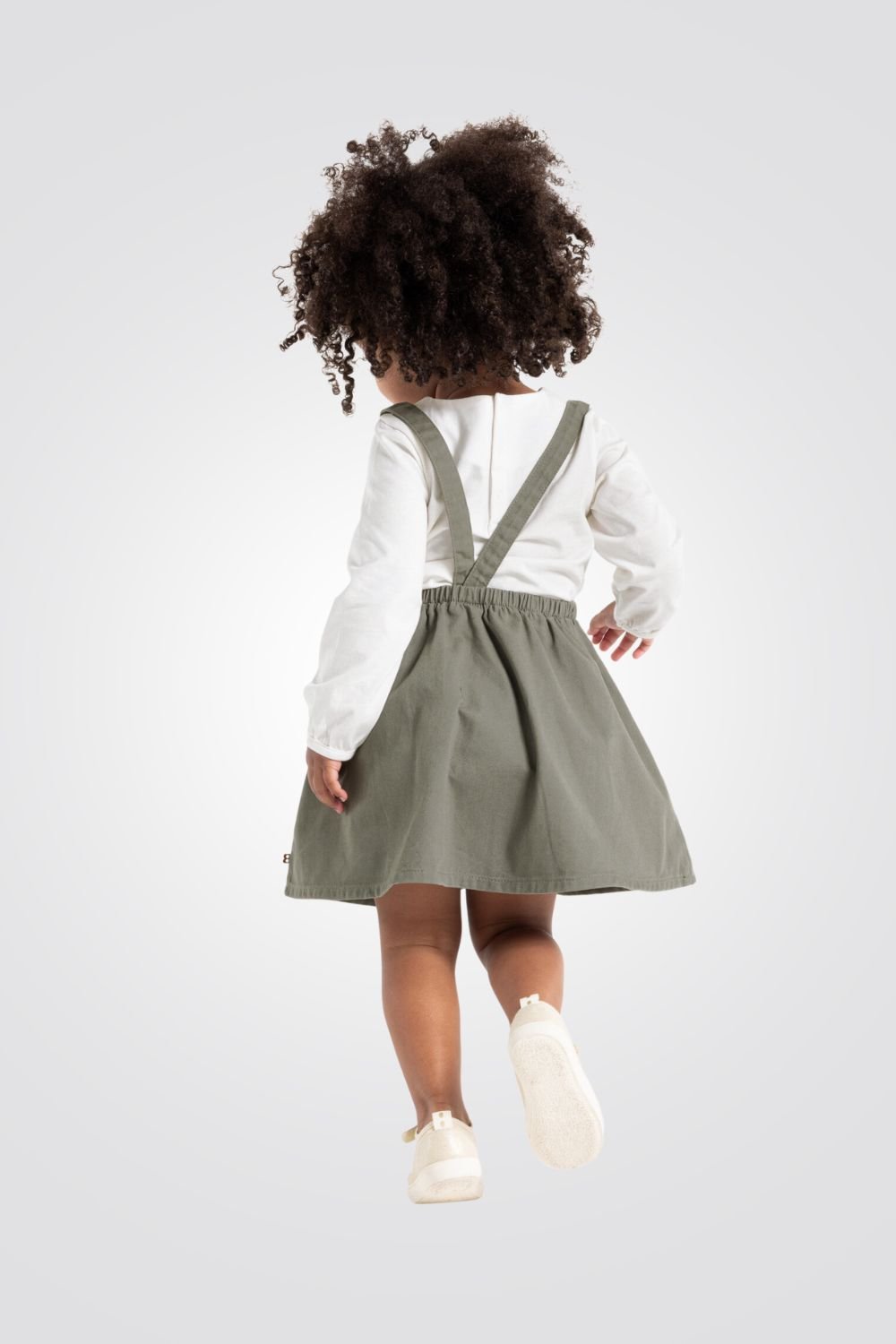 OBAIBI - סט שמלת תינוקות סארפן בצבע זית עם טישירט שרוול ארוך בצבע שמנת - MASHBIR//365