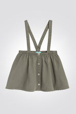 OBAIBI - סט שמלת תינוקות סארפן בצבע זית עם טישירט שרוול ארוך בצבע שמנת - MASHBIR//365