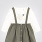 OBAIBI - סט שמלת תינוקות סארפן בצבע זית עם טישירט שרוול ארוך בצבע שמנת - MASHBIR//365 - 3