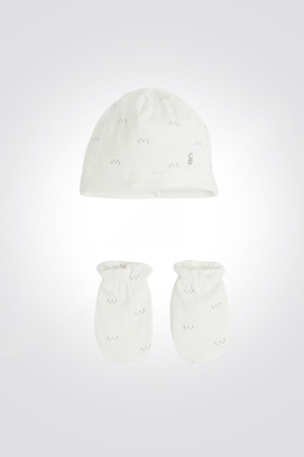OBAIBI - סט כובע וכפפות לתינוקות בצבע לבן - MASHBIR//365