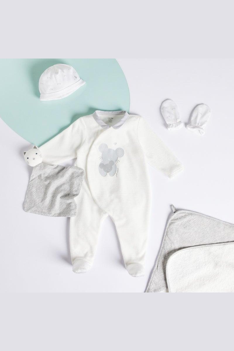 OBAIBI - סט כובע וכפפות לתינוקות בצבע לבן - MASHBIR//365