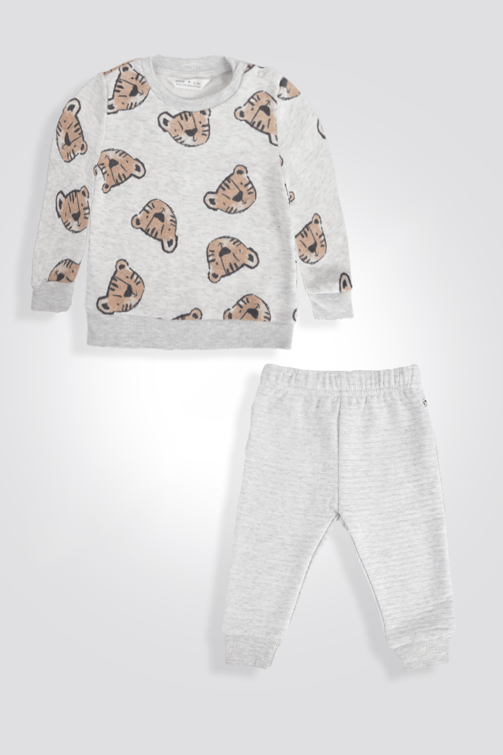 DELTA - סט חולצה ומכנסיים לתינוקות LEOPARD בצבע אפור בהיר - MASHBIR//365
