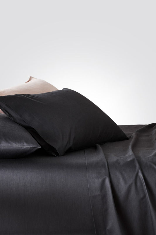 REPLAY - סדין מיטה יחיד 90/200 כותנה ובמבוק בצבע שחור - MASHBIR//365