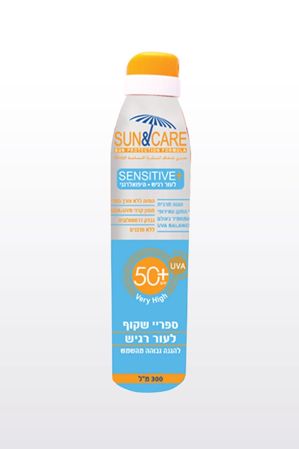 SUN&CARE - ספריי הגנה שקוף 300 מ"ל לעור רגיש 50+ SPF - MASHBIR//365