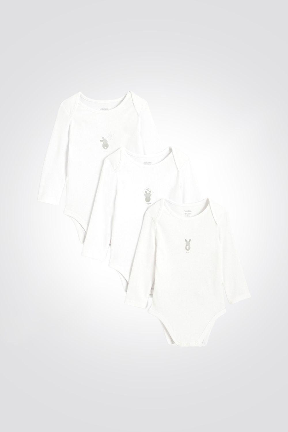 OBAIBI - שלישיית בגדי גוף שרוול ארוך הדפס ארנב לתינוקות - MASHBIR//365