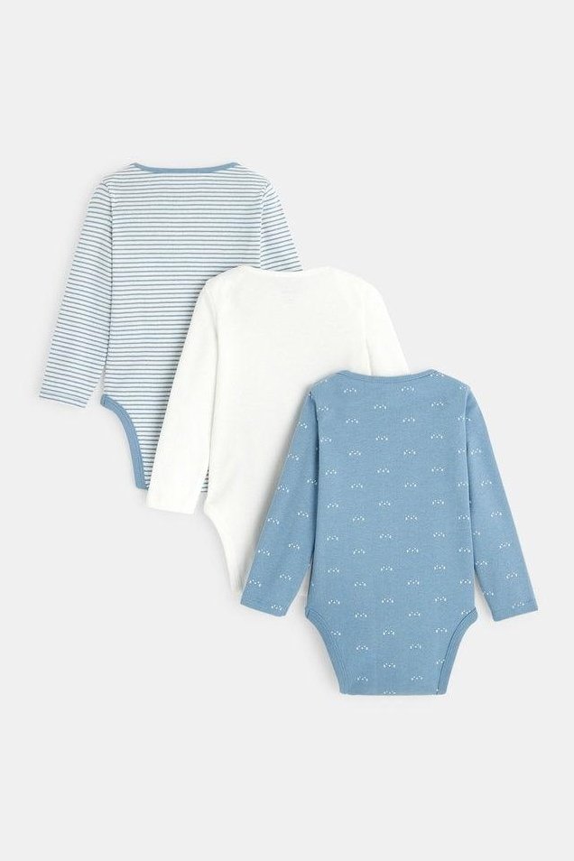 OBAIBI - שלישיית בגדי גוף שרוול ארוך תכלת לתינוקות - MASHBIR//365