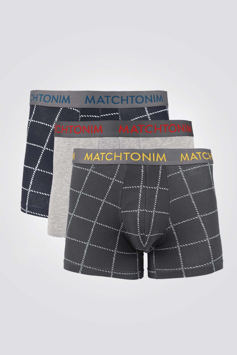 DELTA - שלישיית בוקסרים קצרים צמודים משבצות - MASHBIR//365