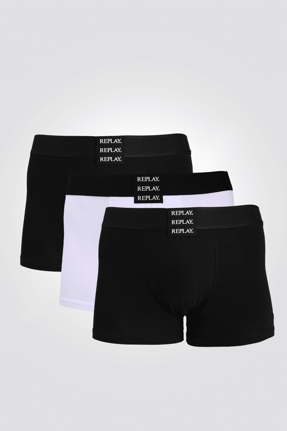 REPLAY - שלישיית בוקסרים קצרים שחור-לבן - MASHBIR//365