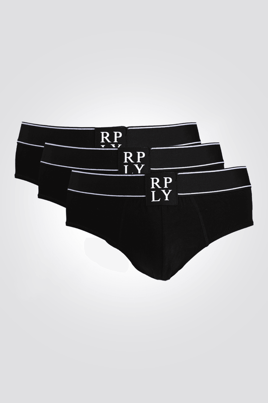 REPLAY - שלישיית תחתוני סליפ לוגו שחורים - MASHBIR//365