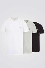 TIMBERLAND - שלישיית חולצות בייסיק SLIM FIT בצבע אפור לבן ושחור - MASHBIR//365