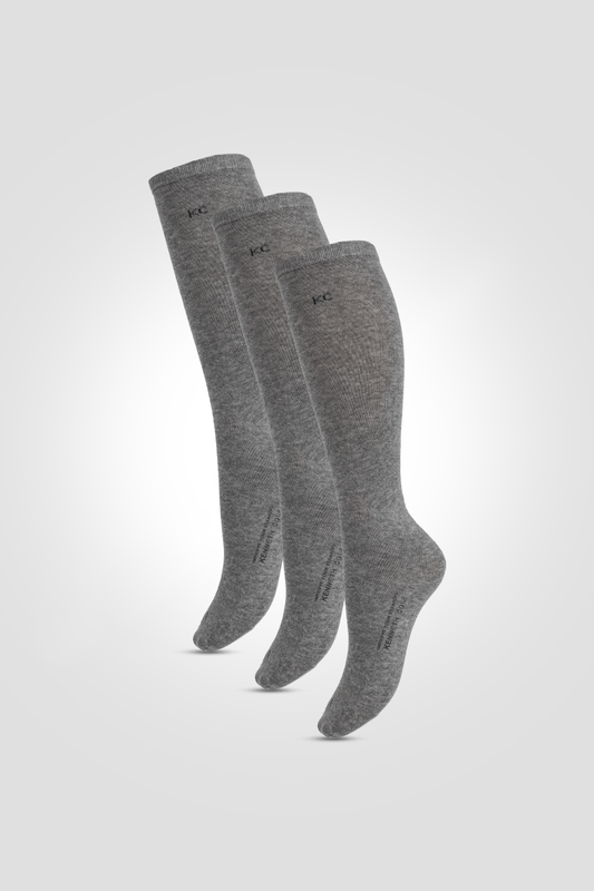KENNETH COLE - שלישיית זוגות גרביים לגברים חלקות בצבע אפור - MASHBIR//365