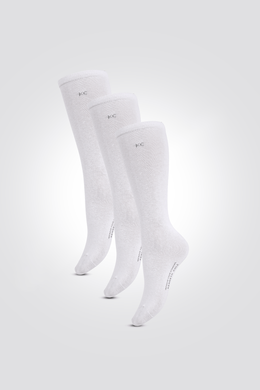 KENNETH COLE - שלישיית זוגות גרביים לגברים חלקות בצבע לבן - MASHBIR//365