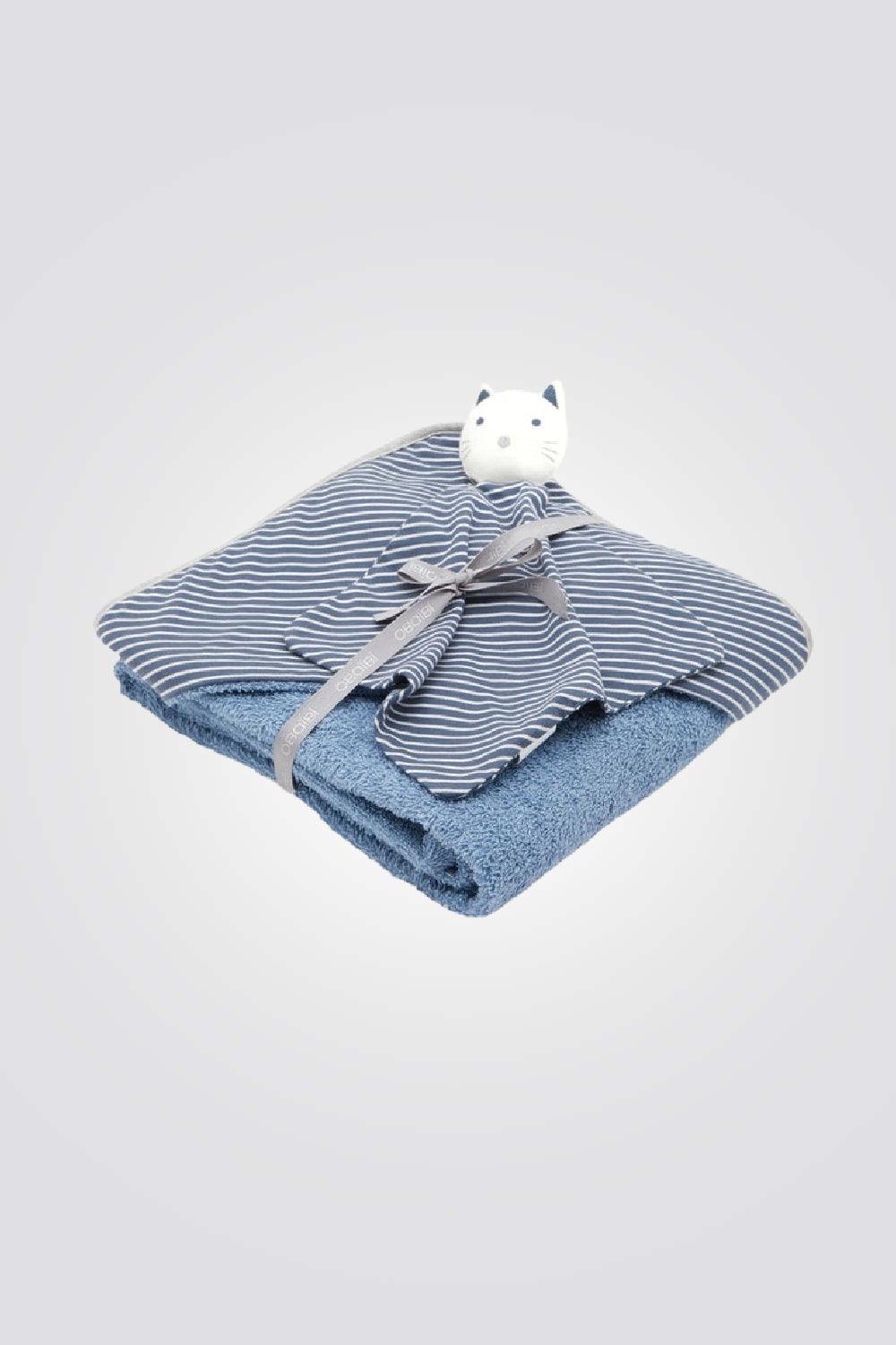 OBAIBI - שמיכת מגבת חתול לתינוקות כחול - MASHBIR//365