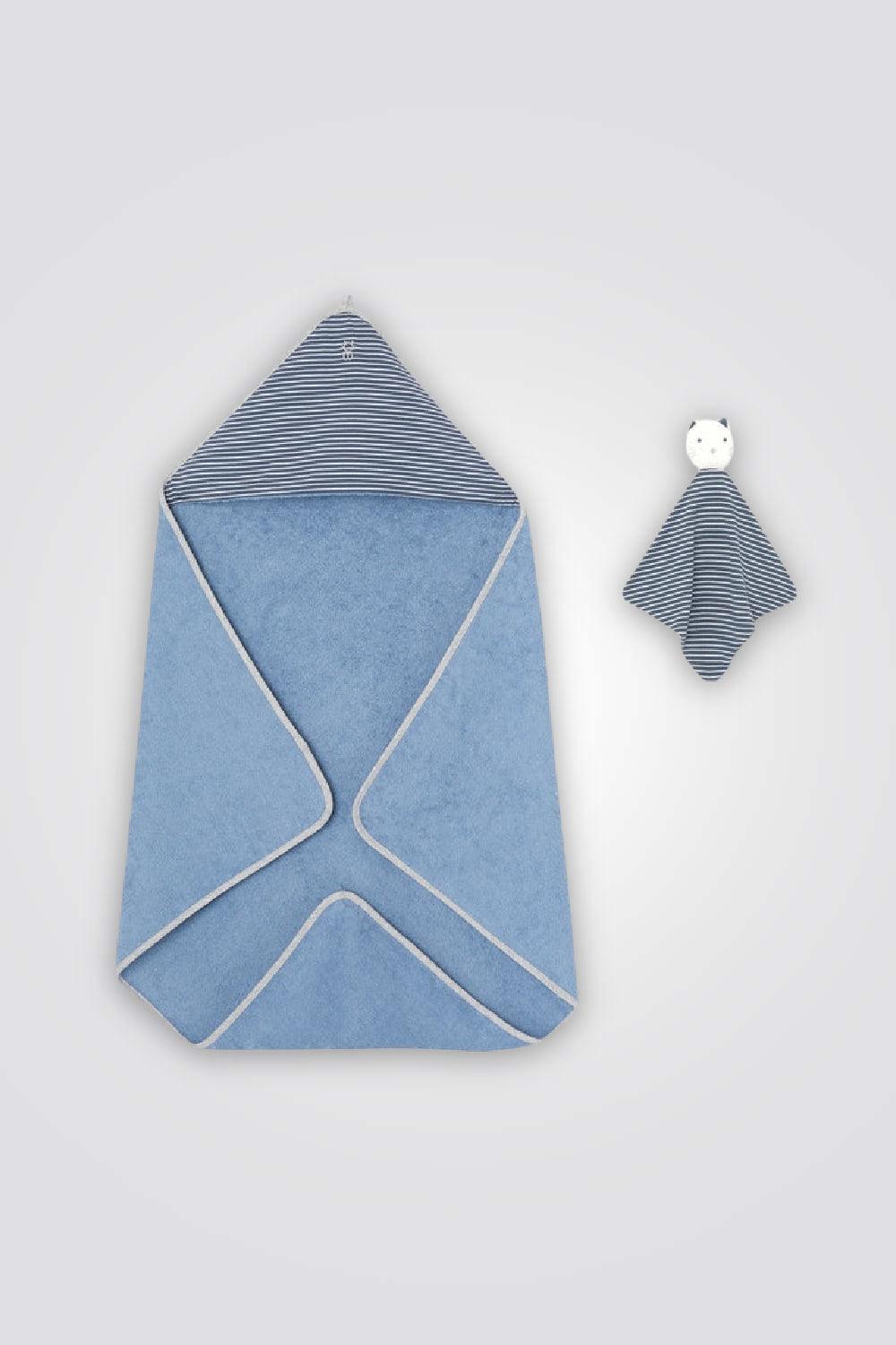 OBAIBI - שמיכת מגבת חתול לתינוקות כחול - MASHBIR//365