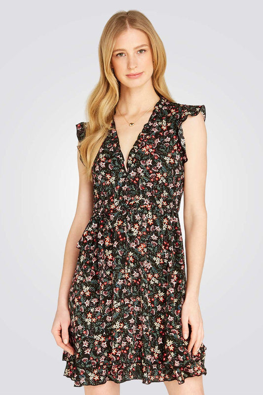 APRICOT - שמלה פרחונית קצרה בצבע שחור - MASHBIR//365