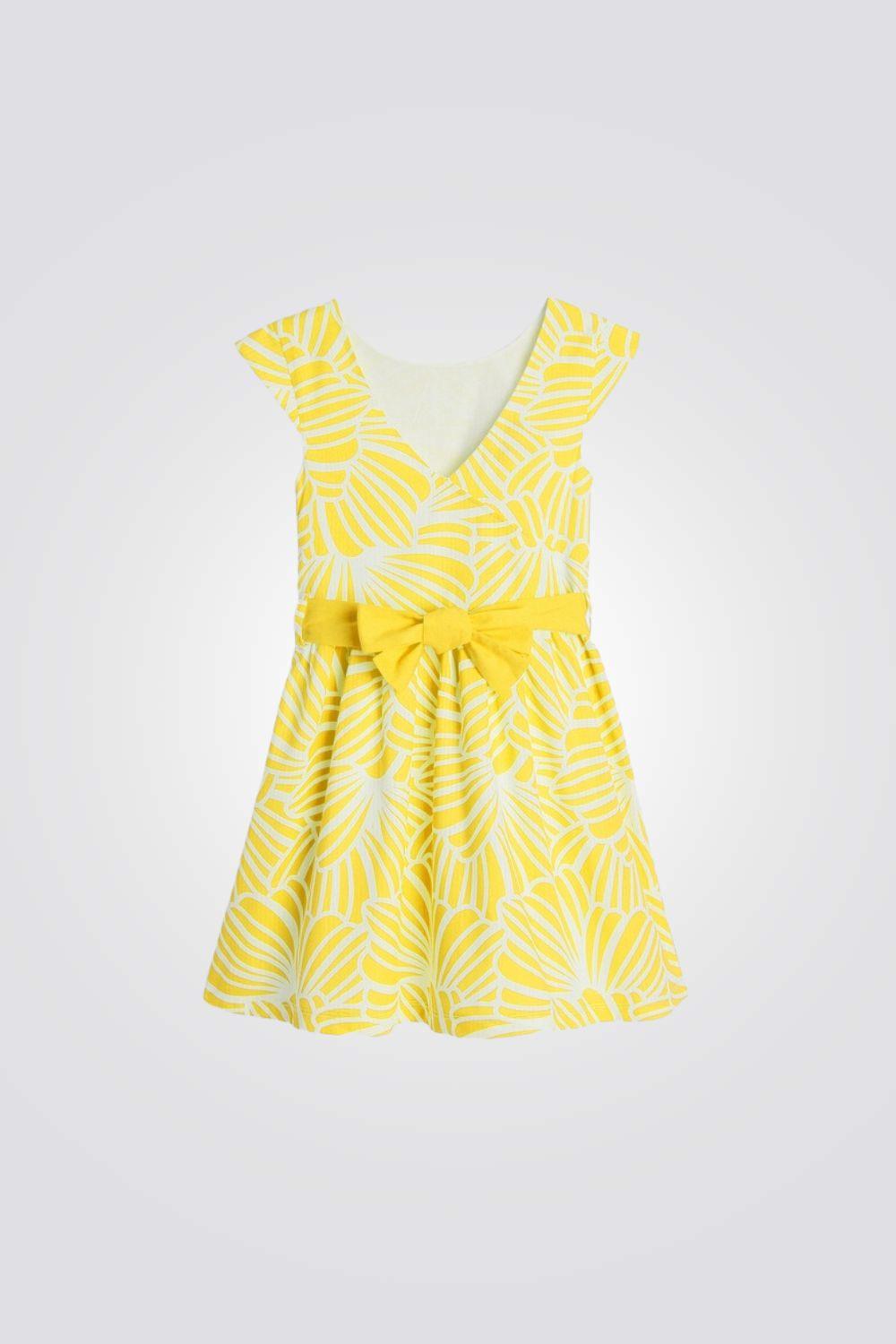 OKAIDI - שמלה פרחונית לילדות בצבע צהוב - MASHBIR//365