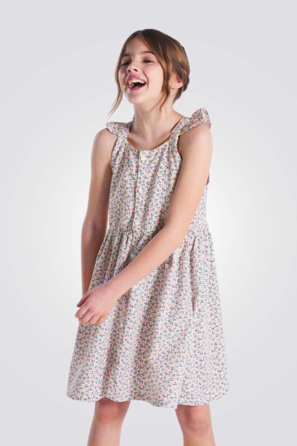 OKAIDI - שמלה פרחונית לילדות בצבע לבן - MASHBIR//365