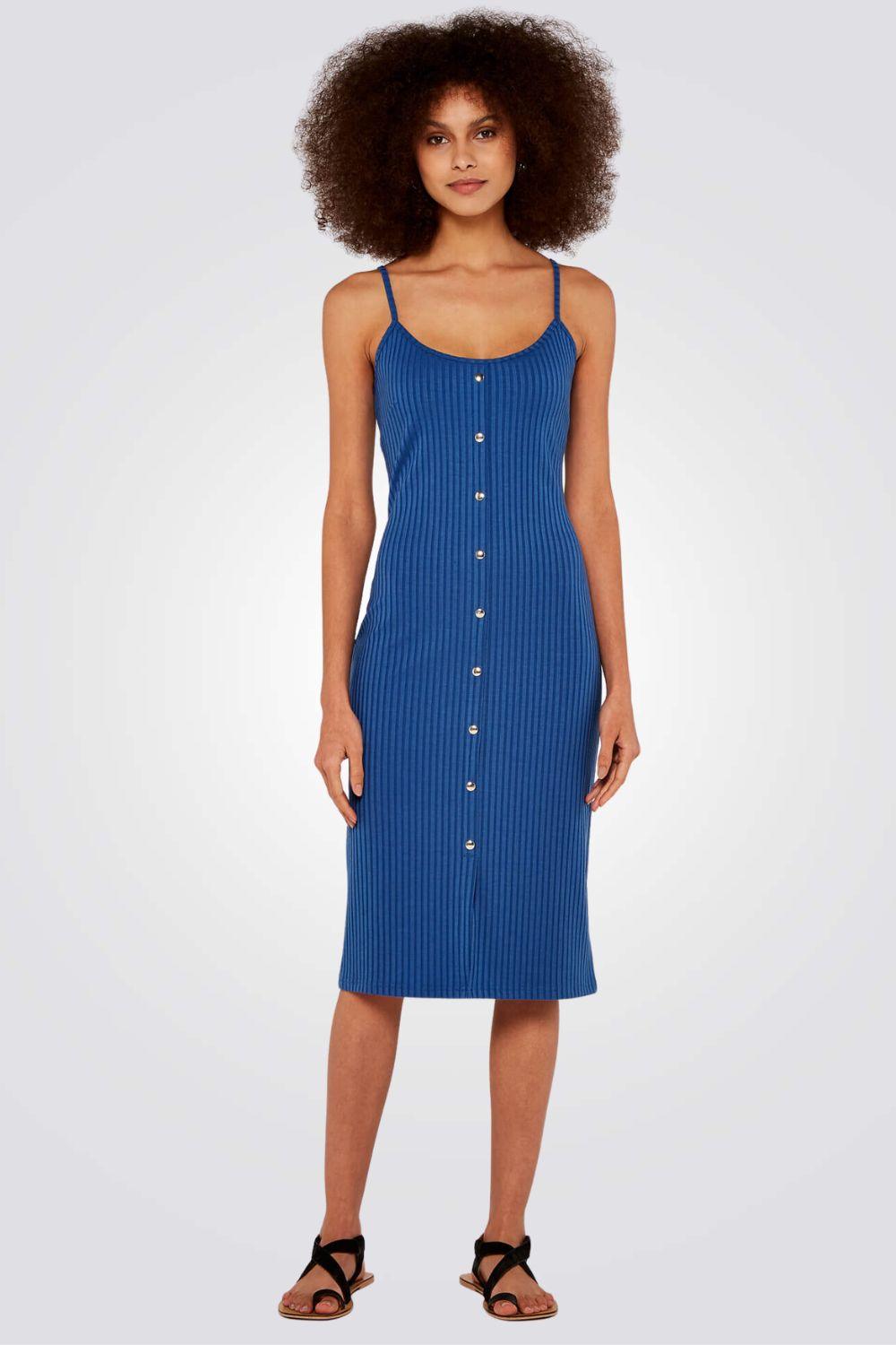 APRICOT - שמלה כפתורים כחולה - MASHBIR//365