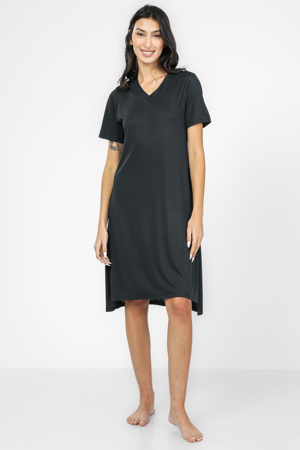 DELTA - שמלה קצרה צאוורון V לנשים בצבע שחור - MASHBIR//365