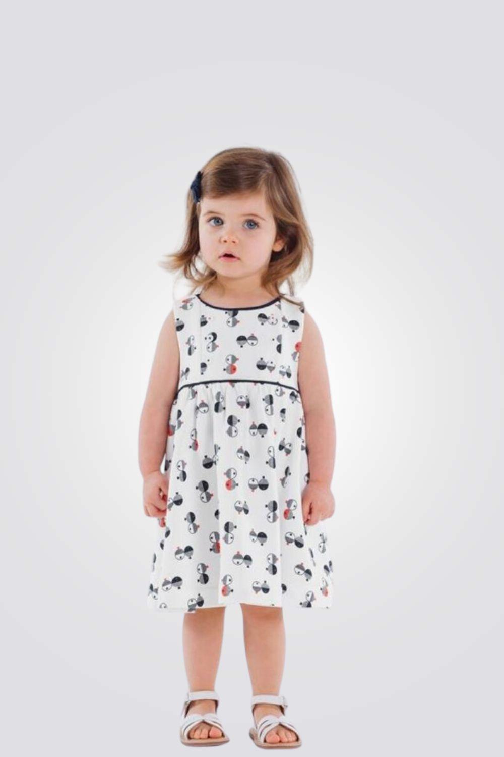 OBAIBI - שמלה לבנה בהדפס דגיגונים לתינוקות - MASHBIR//365