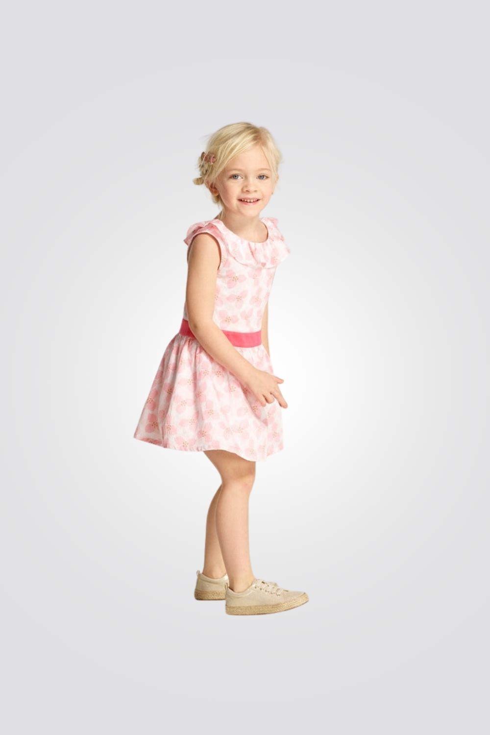 OKAIDI - שמלה מודפסת צווארון מסולסל לילדות - MASHBIR//365