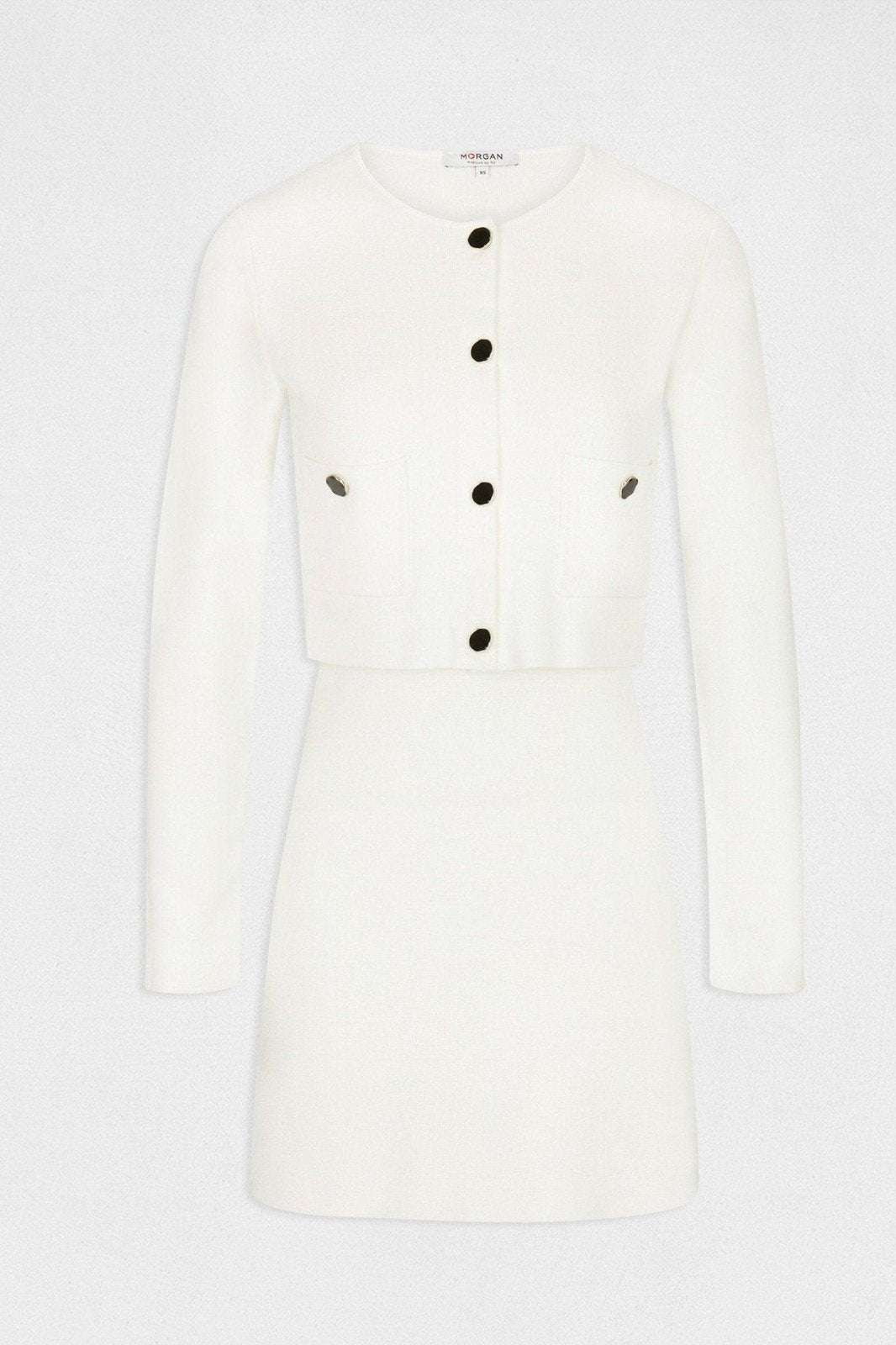MORGAN - שמלת אפקט סריג בצבע OFF WHITE - MASHBIR//365