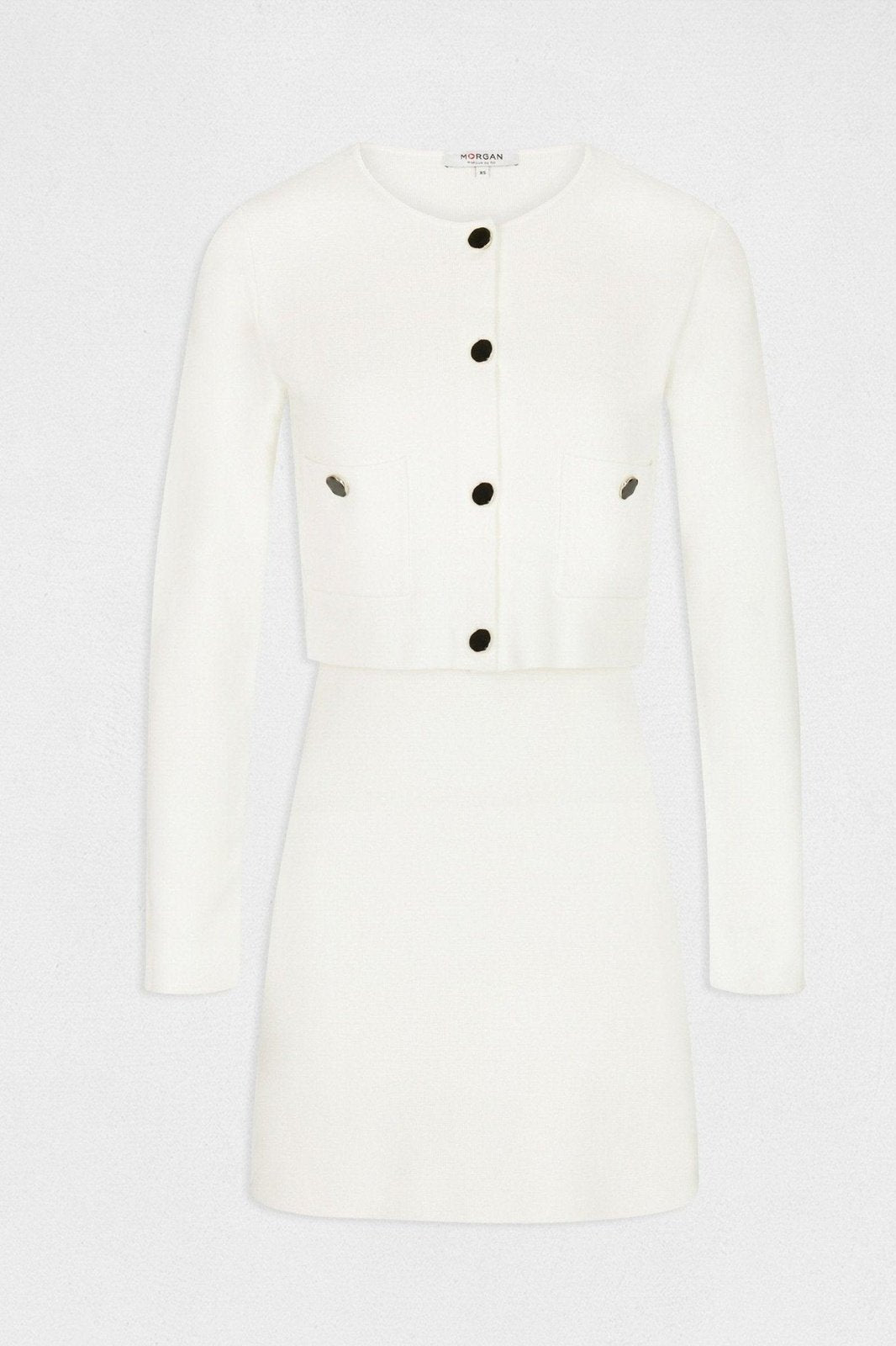 MORGAN - שמלת אפקט סריג בצבע OFF WHITE - MASHBIR//365