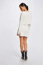 MORGAN - שמלת אפקט סריג בצבע OFF WHITE - MASHBIR//365