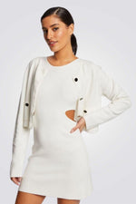 MORGAN - שמלת אפקט סריג בצבע OFF WHITE - MASHBIR//365