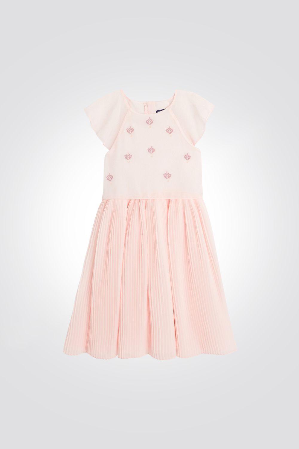 OKAIDI - שמלת פליסה עם הדפס בצבע ורוד - MASHBIR//365