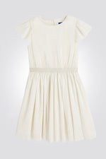 OKAIDI - שמלת ילדות חגיגית אריגת ריבס מבריקה בזהב - MASHBIR//365