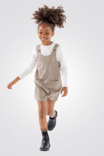 OKAIDI - שמלת ילדות סארפן שיבוץ חום קאמל שמנת - MASHBIR//365