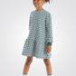OKAIDI - שמלת ילדות שרוול ארוך הדפס ציפורים לבנות על ירוק אקווה - MASHBIR//365 - 1