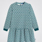 OKAIDI - שמלת ילדות שרוול ארוך הדפס ציפורים לבנות על ירוק אקווה - MASHBIR//365 - 4