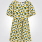 OKAIDI - שמלת ילדות שרוול קצר הדפס ציפורים ירוק צהוב לבן - MASHBIR//365 - 3