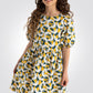 OKAIDI - שמלת ילדות שרוול קצר הדפס ציפורים ירוק צהוב לבן - MASHBIR//365 - 2