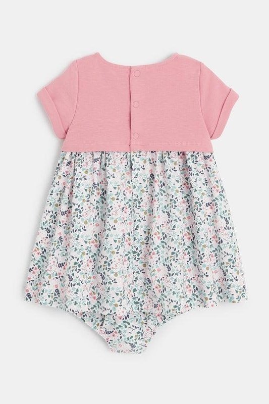 OBAIBI - שמלת עלים פרחונית בצבע ורוד לתינוקות - MASHBIR//365