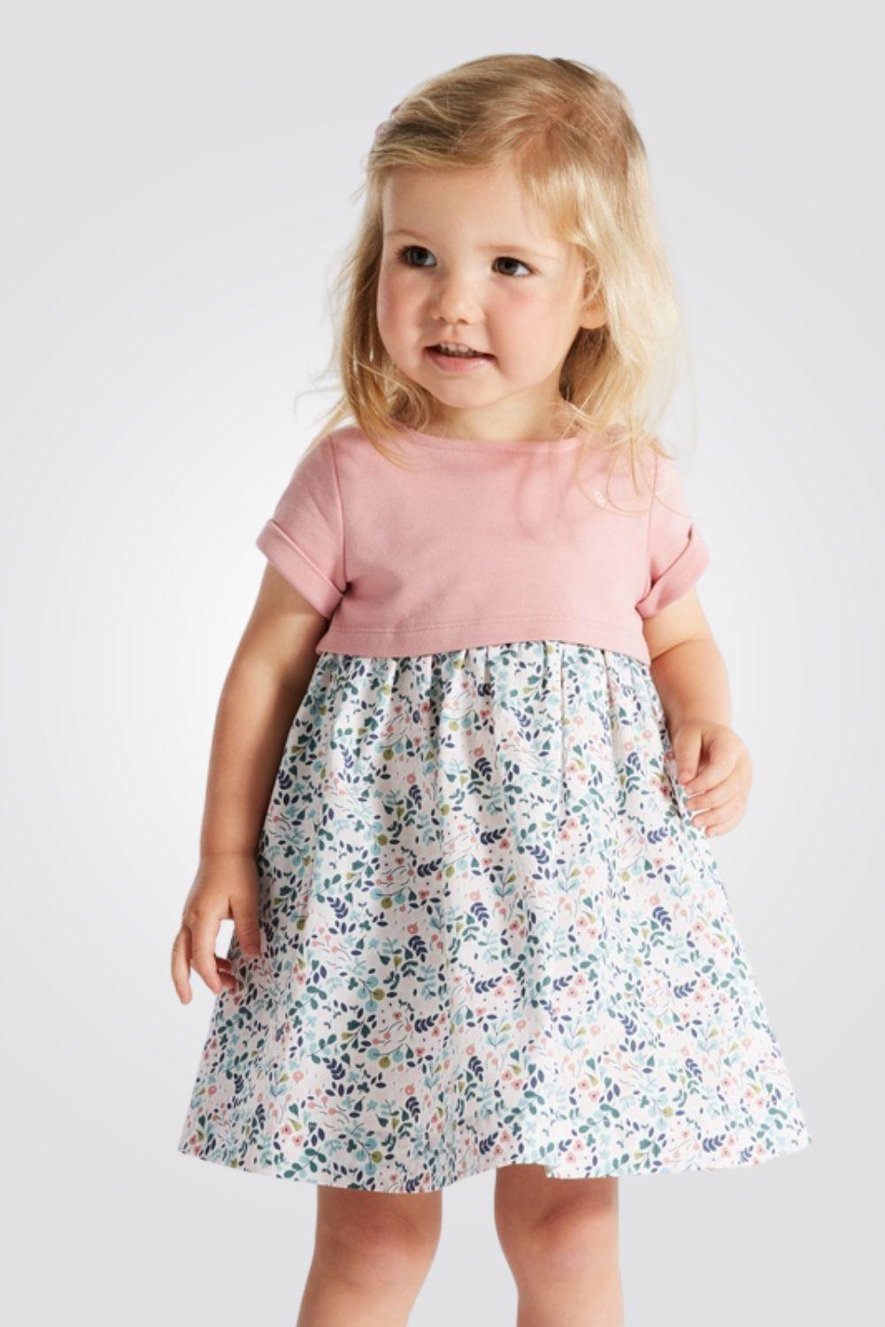 OBAIBI - שמלת עלים פרחונית בצבע ורוד לתינוקות - MASHBIR//365