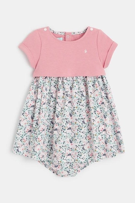 OBAIBI - שמלת עלים פרחונית בצבע ורוד לתינוקות - MASHBIR//365